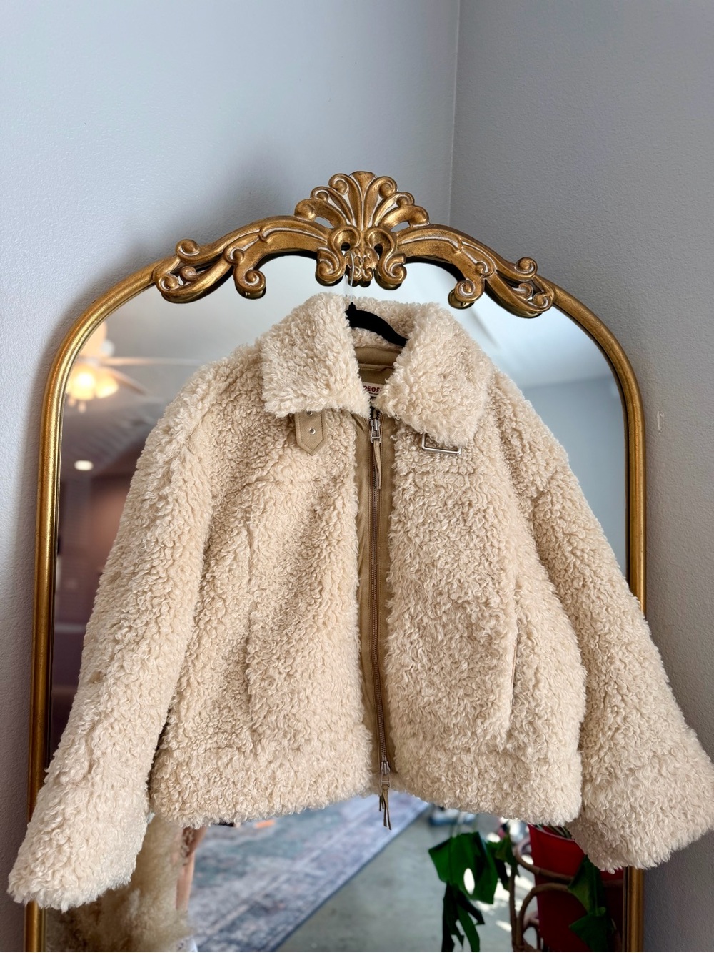 Free people Jolie sherpa teddy cream coat nwot medium
